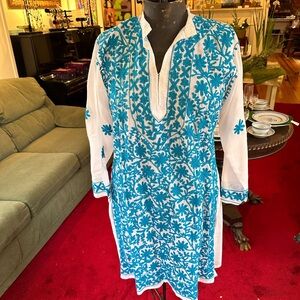 Beautiful cotton Kutra Tunic with Blue Embroidery - 44